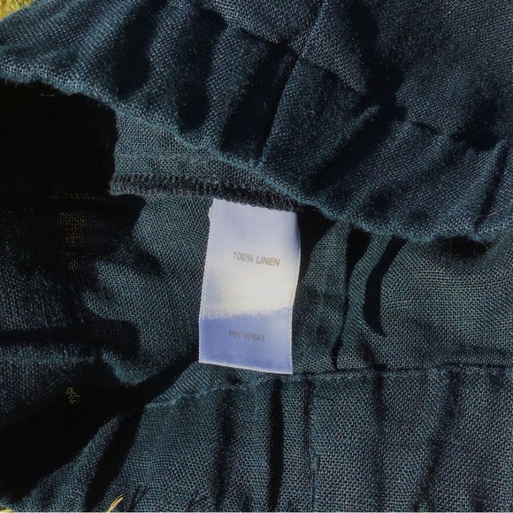 J. Jill Love Linen Women’s Navy 100% Linen Boho Beachy Wide Leg Crop Pants Sz L - Picture 7 of 7
